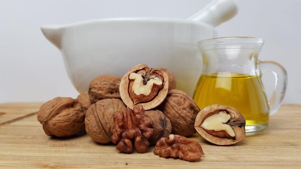 walnut oil is one of my prefered oils for treating wooden bowls