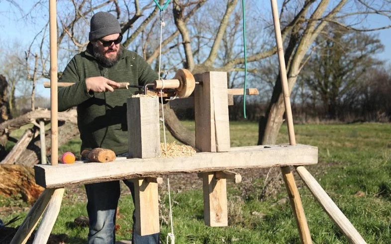 Jon on a Pole Lathe