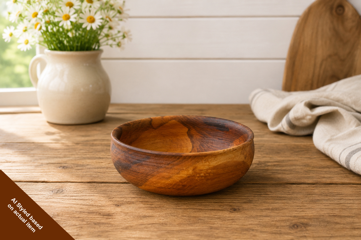 AI Styled apple wood breakfast bowl