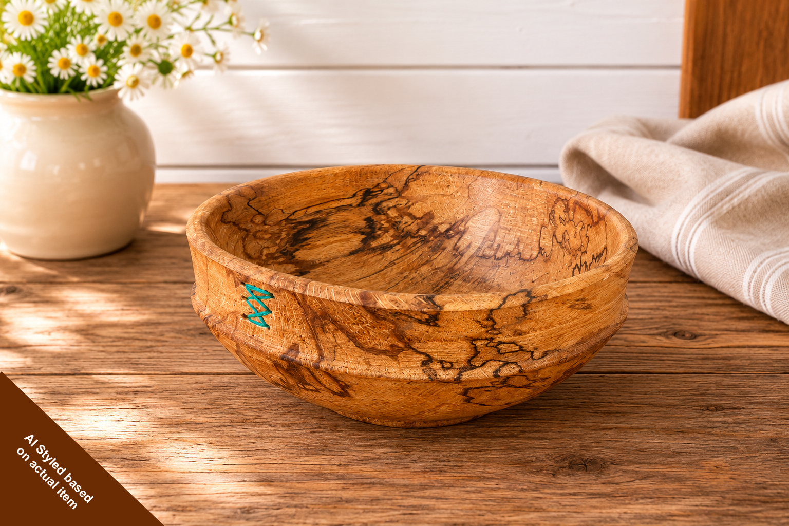 AI Styled Spalted Beech Fruit Bowl